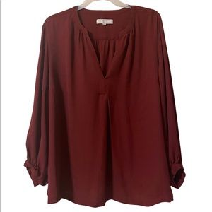 Loft Plus Peasant Blouse Maroon 26